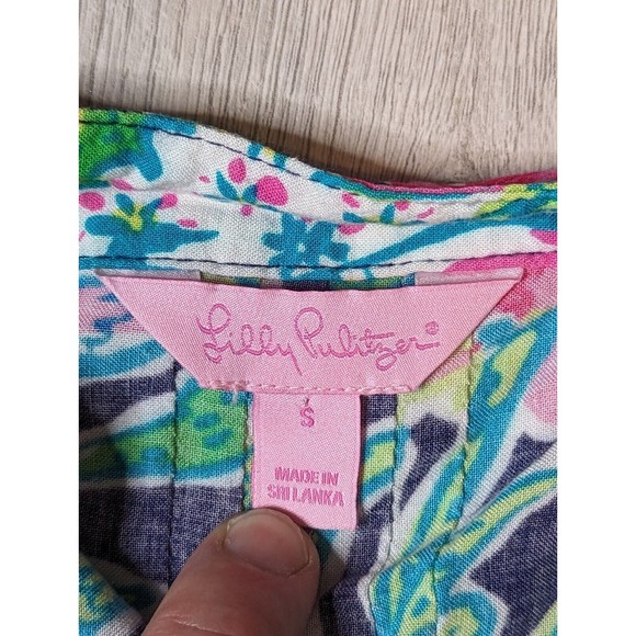 Lilly Pulitzer Sarasota Multicolored Floral V-Neck L/S Top Tunic Blouse Sz S - Picture 3 of 9